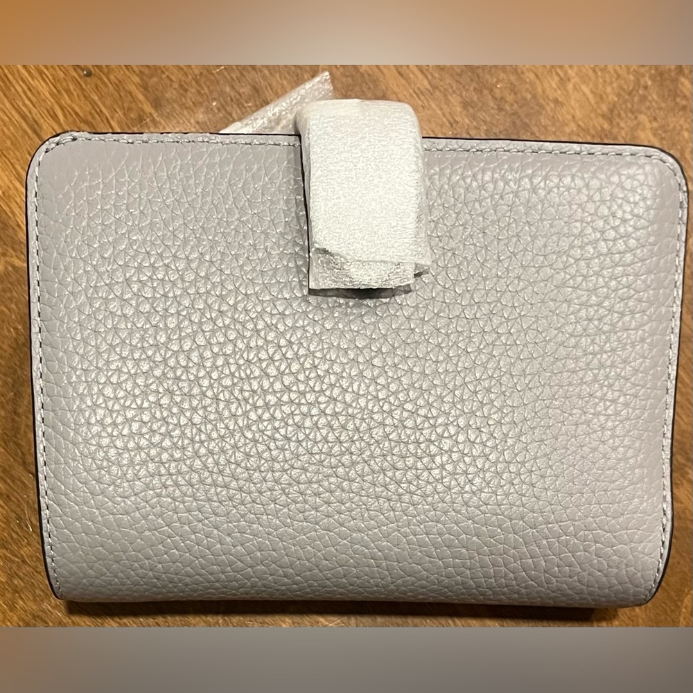 Kate Spade Lena Pebbled Leather Mountain Gray Medium Compact Wallet New With Tag - Picture 2 of 7